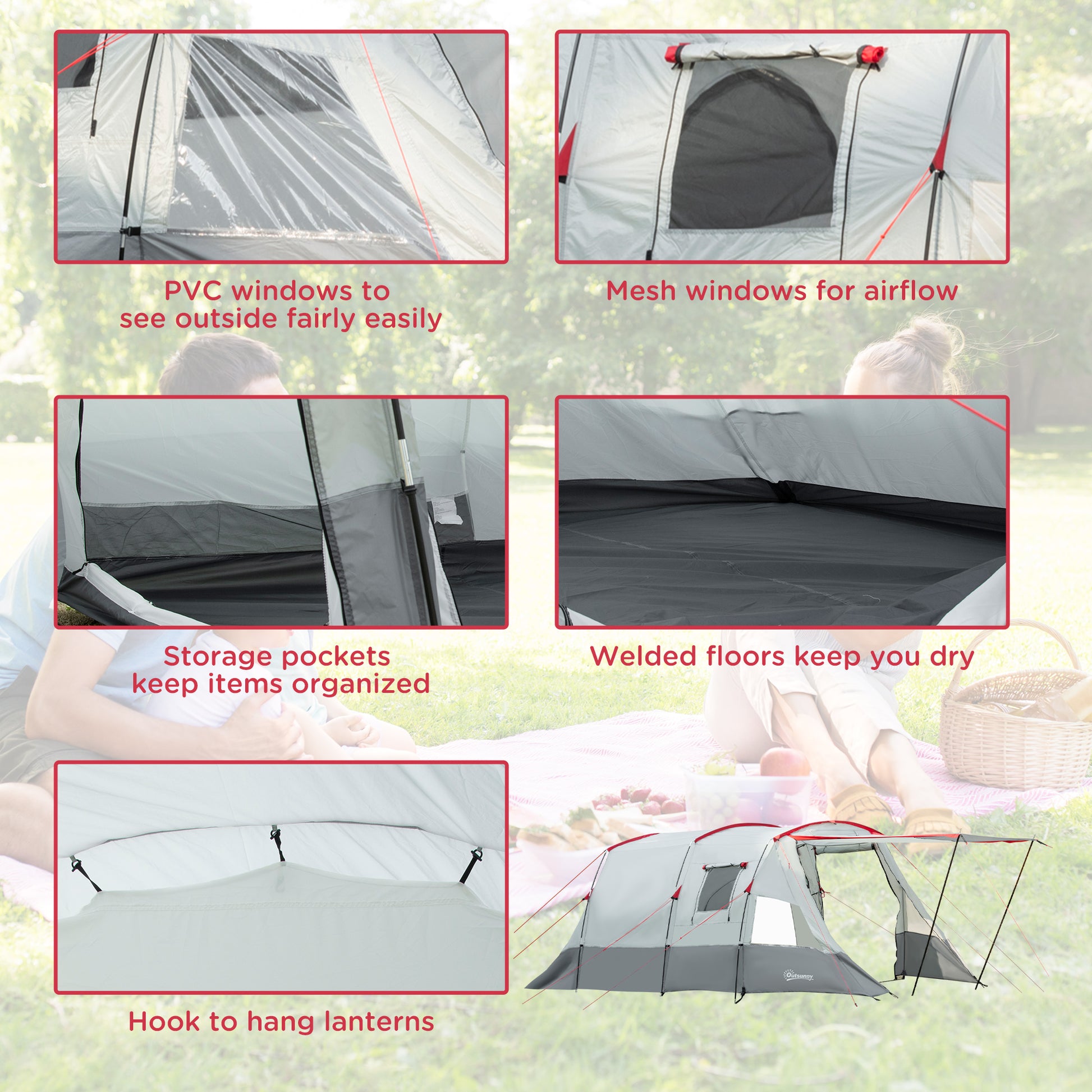 Outsunny 6-8 Person Tunnel Tent