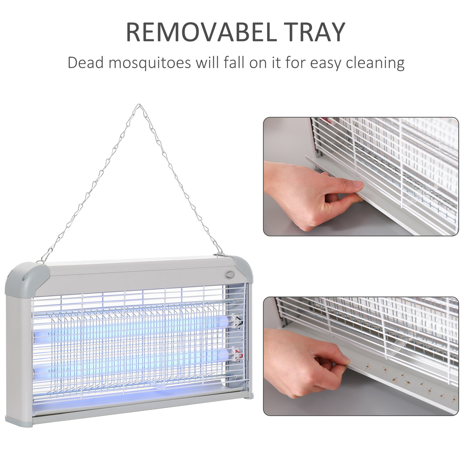 Outsunny Free Standing Wall Hanging 30W Electric Fly Mosquito Killer 60? Coverage Electric Fly Zapper