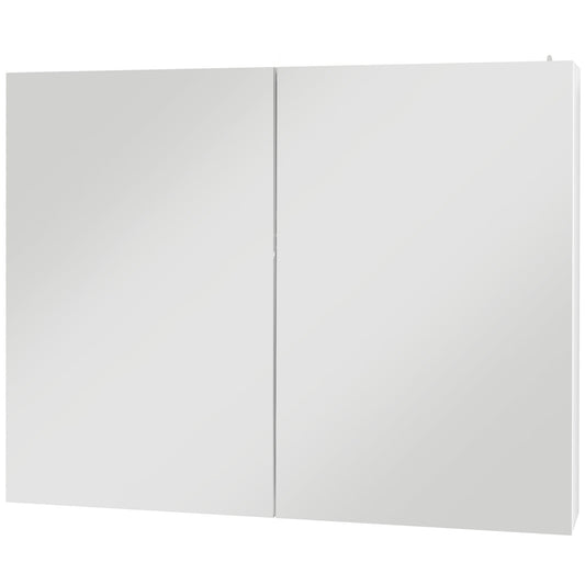 Bathroom Mirror Cabinet with Light, Bathroom Storage Cupboard with Adjustable Shelf, USB Charge, 90x15x70cm, White-0