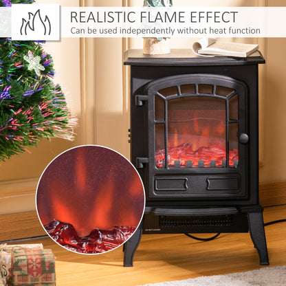 Homcom Freestanding Electric Fireplace Stove W/Realistic Flame Effect 1000W/2000W-Black