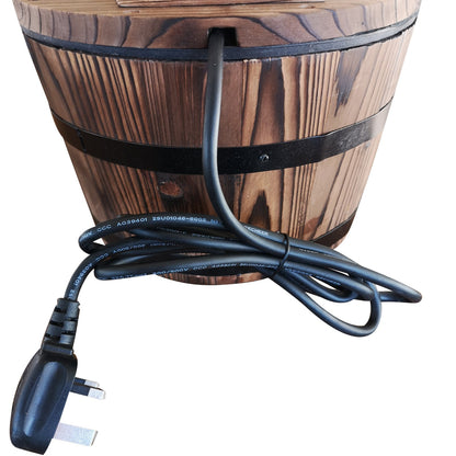 Outsunny Wood Barrel Patio Water Fountain Garden Decorative Ornament Water Feature with Electric Pump