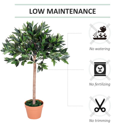 Outsunny 3ft Artificial Olive Tree Indoor Plant Greenary for Home Office Potted in An Orange Pot