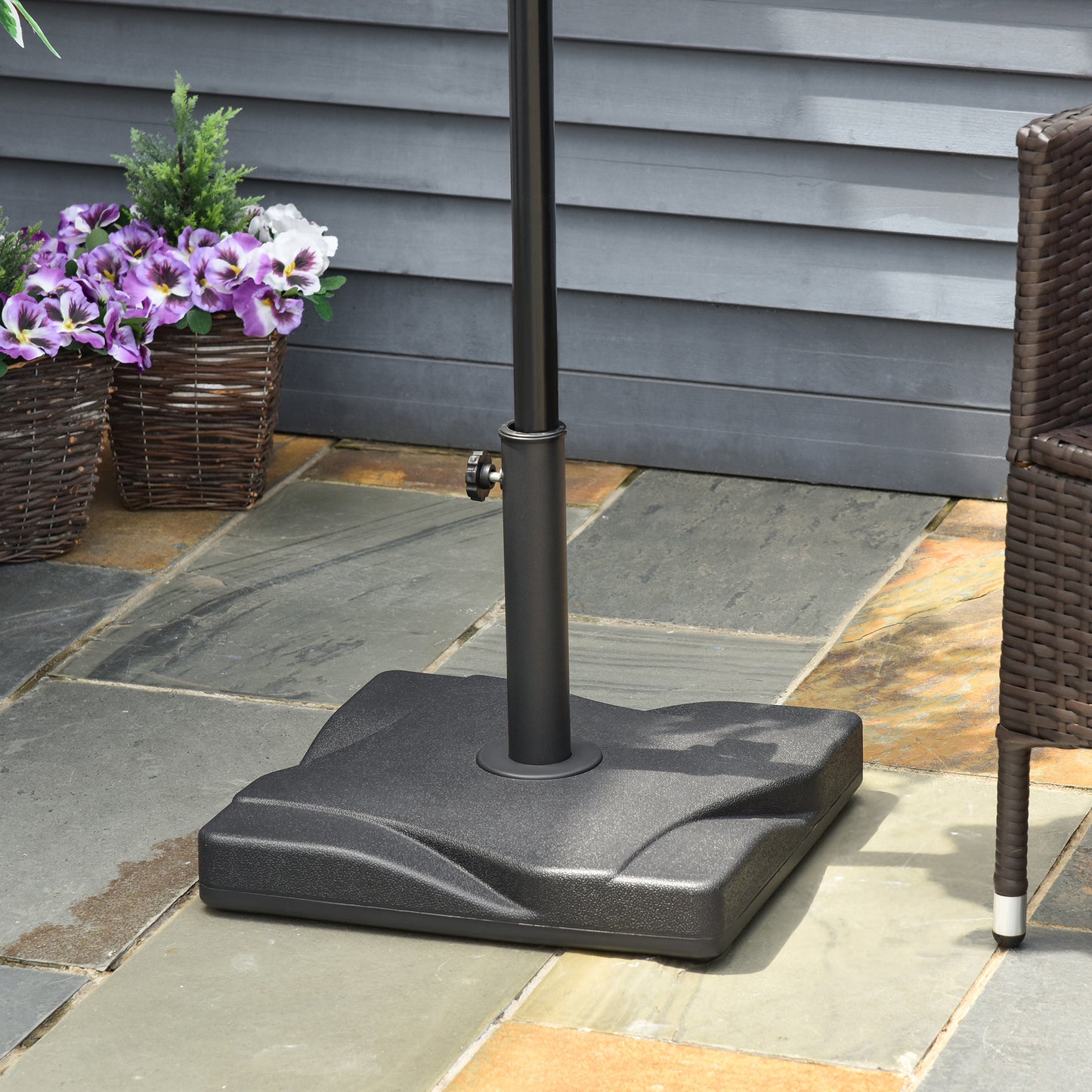 Outsunny Patio Outdoor Garden 20kg Square Cement Parasol Base Umbrella Weight Stand Holder Fits ?35mm