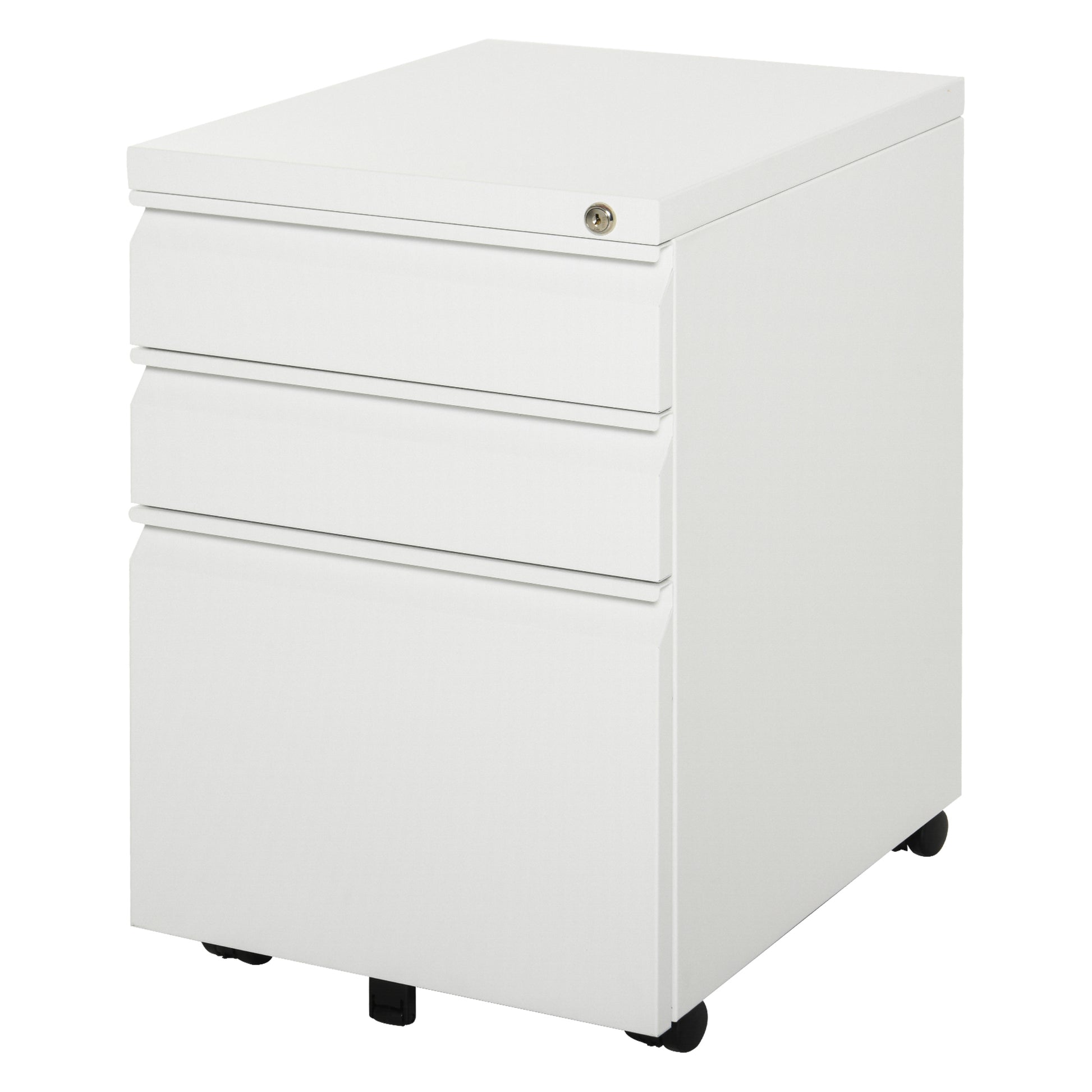 Vinsetto Mobile Vertical File Cabinet Lockable Metal Filling Cabinet with 3 Drawers and Anti-tilt Design