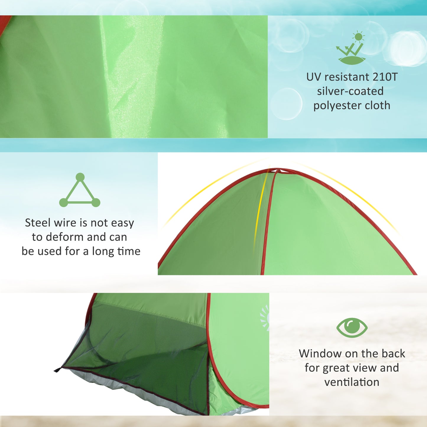 Outsunny Pop Up Tent Beach Fishing Camping Uv Protection Patio Sun Shade Shelter