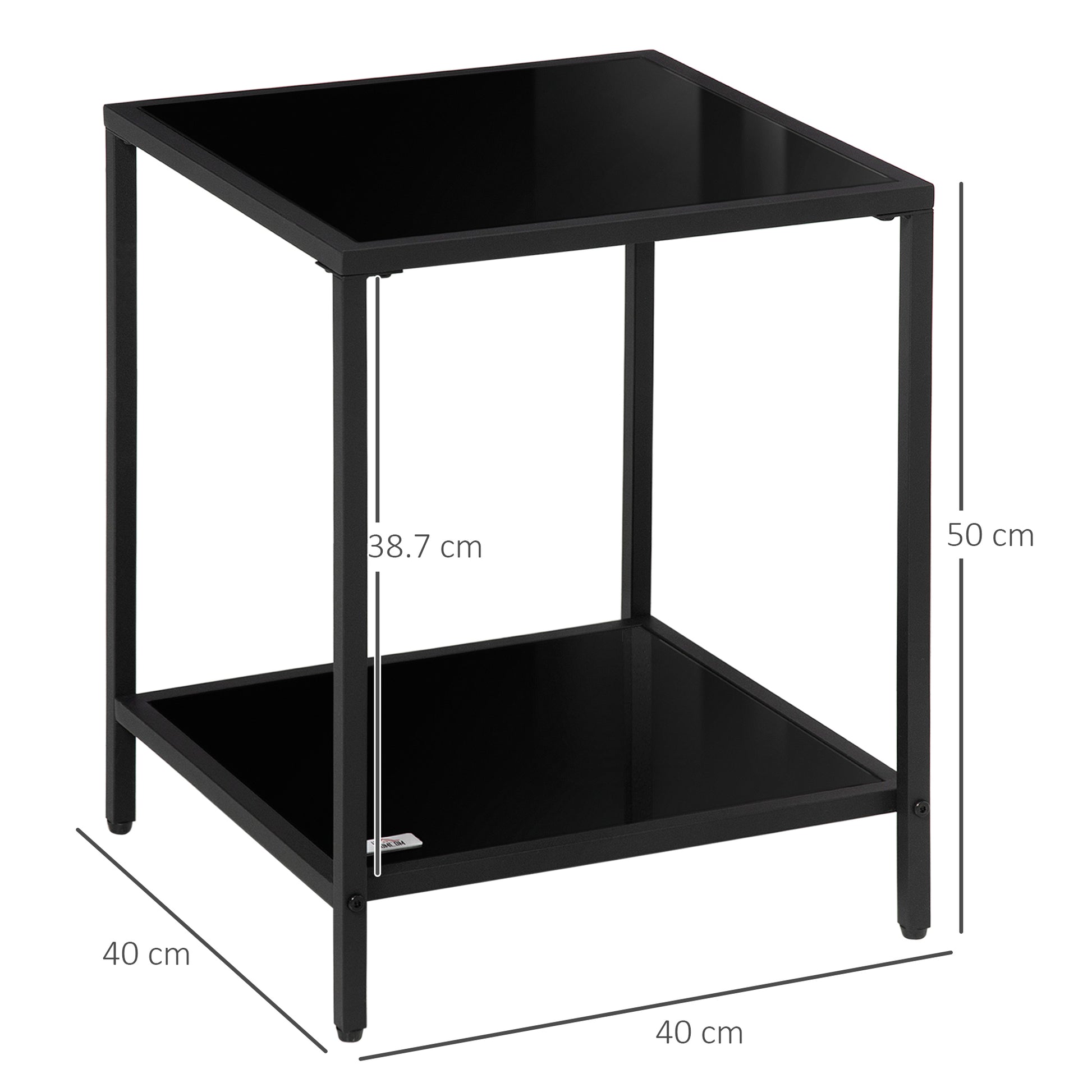 Homcom Side Table with Tempered Glass Top