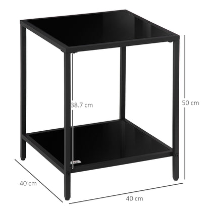 Homcom Side Table with Tempered Glass Top