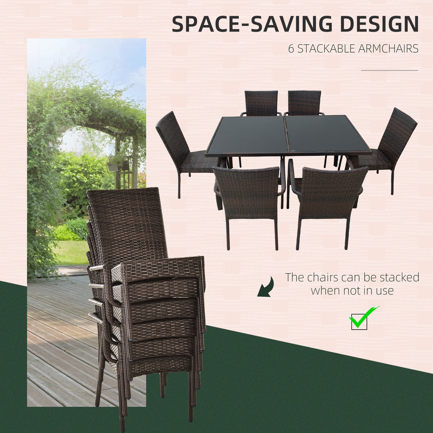 Outsunny 7 Pieces Garden Dining Set