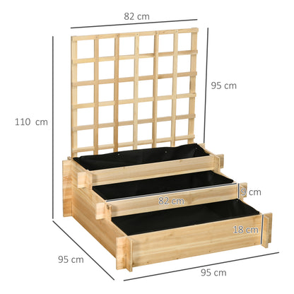 Outsunny 3 Tier Garden Planters with Trellis for Vine Climbing