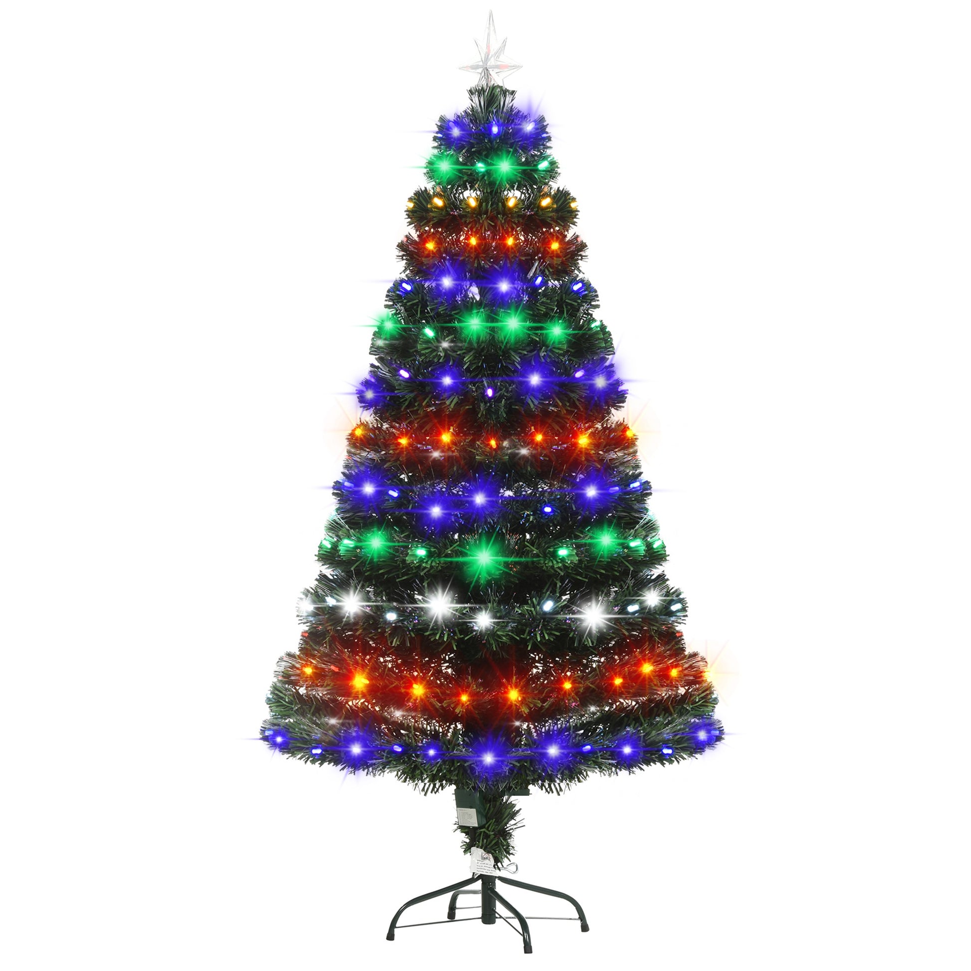 Homcom 5FT Pre-Lit Fiber Optic Christmas Tree with Star Tree Topper