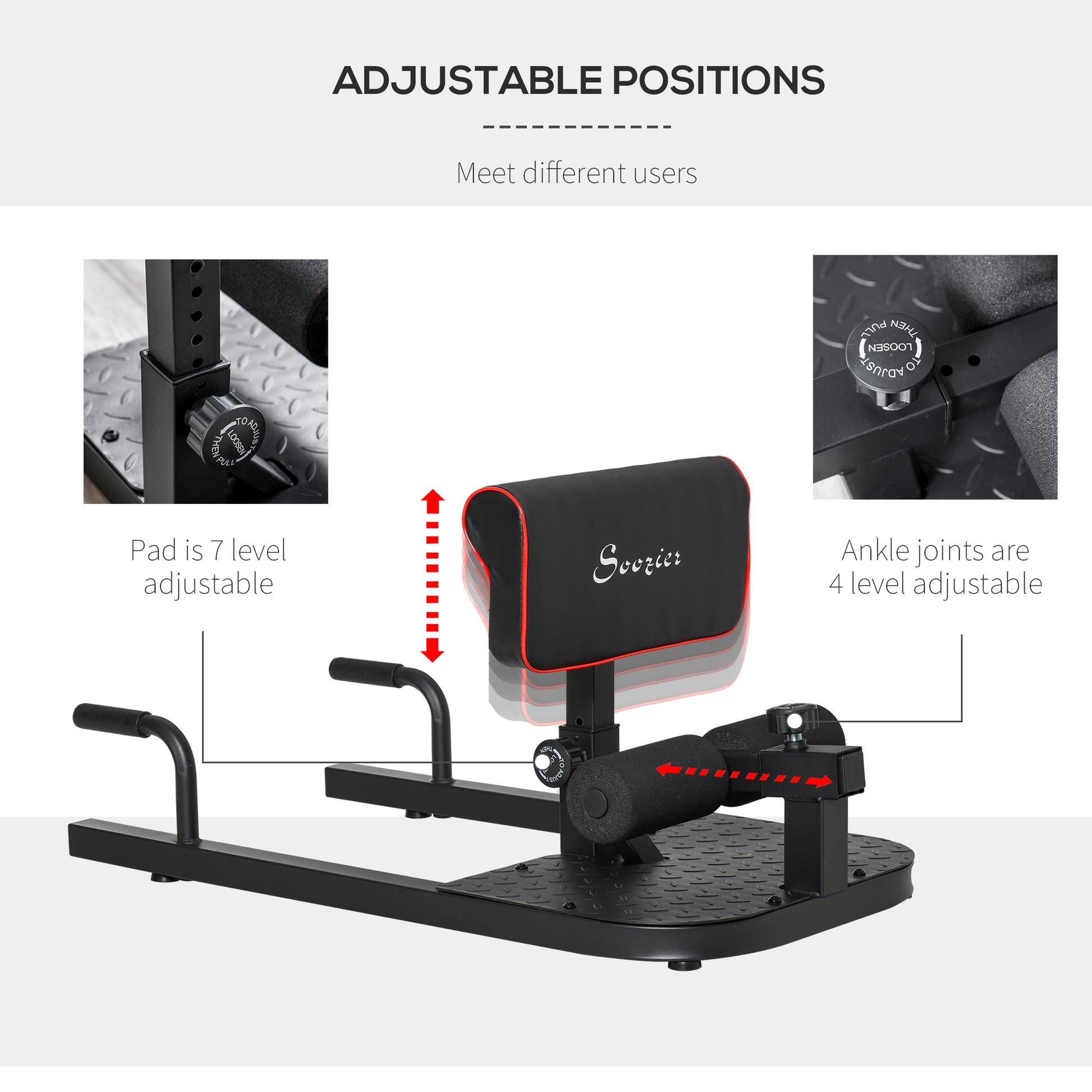 Homcom 3-in-1 Full Body Workout Ergonomic Squat Machine Fitness Body Exercise Machine Black