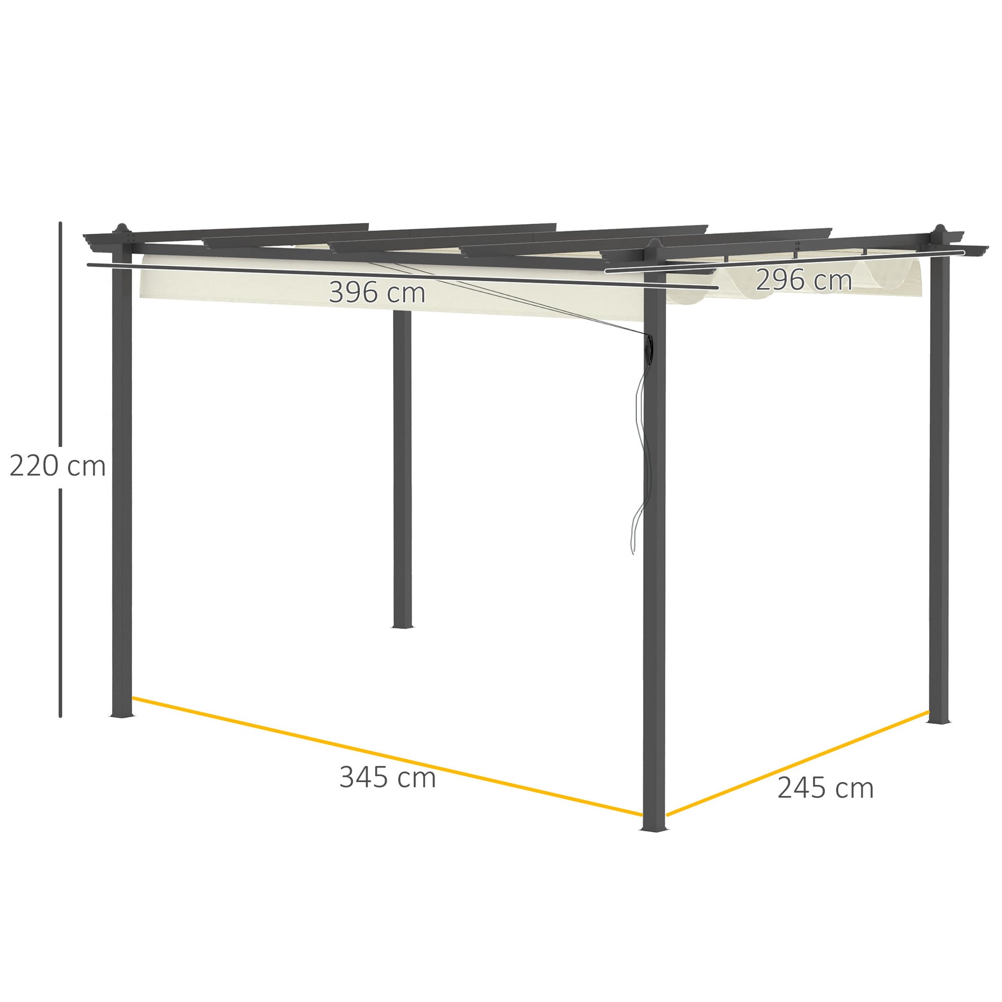 Outsunny 4 x 3(m) Aluminum Pergola with Retractable Roof