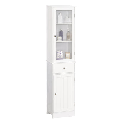 kleankin Bathroom Storage Cabinet with 3-tier Shelf Drawer Door