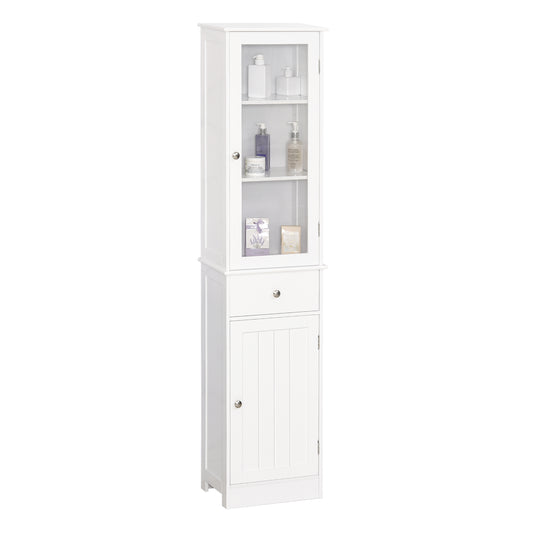 kleankin Bathroom Storage Cabinet with 3-tier Shelf Drawer Door