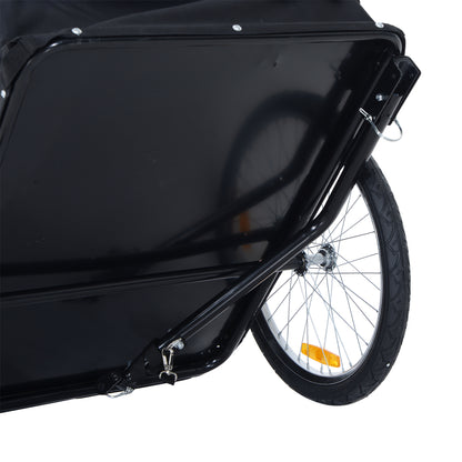 Homcom Bike Trailer Cargo in Steel Frame Extra Bicycle Storage Carrier with Removable Cover and Hitch (White and Black)