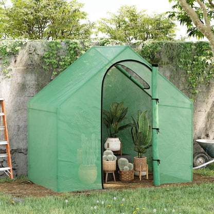 Outsunny 3.4x5.9ft Walk-In Greenhouse Outdoor Garden Plant Shelter w/ Steel Frame Window