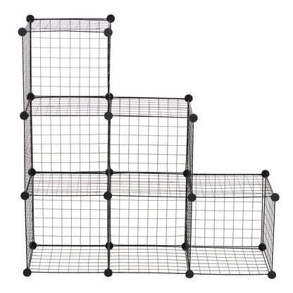 Homcom DIY 6 Cube Metal Wire Rack Interlocking Storage Cabinet Living Room Organiser Display Shelves Black