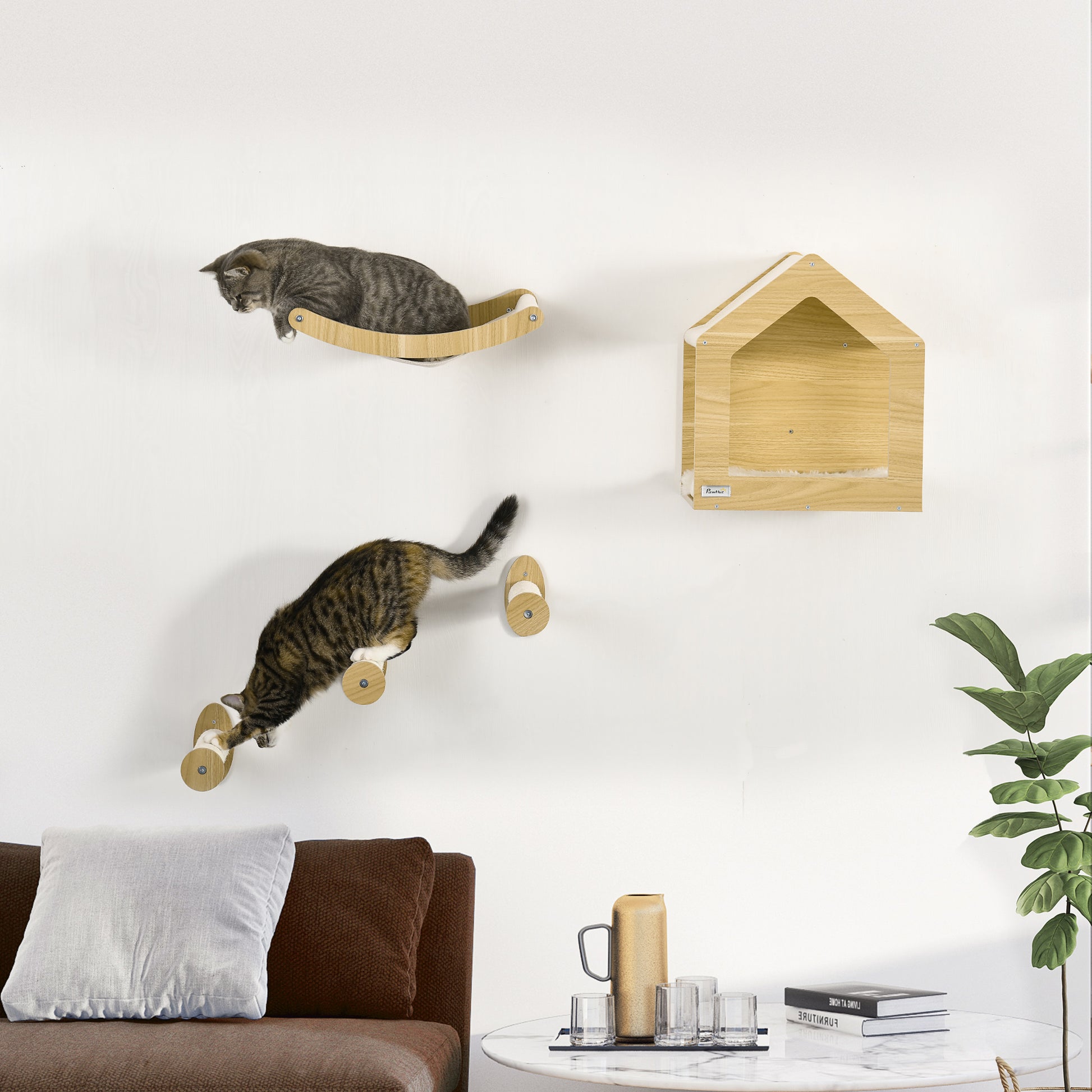 PawHut 5PCs Wall Mounted Cats Shelves