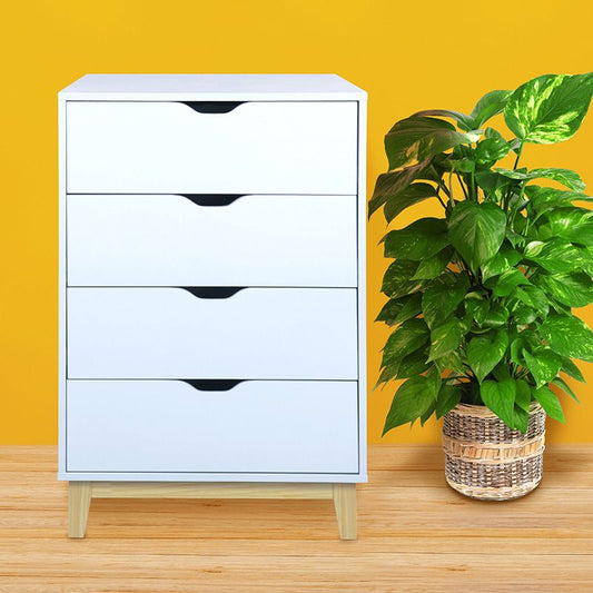 Malmo Chest of Drawers White 1 Shelf 4 Drawers