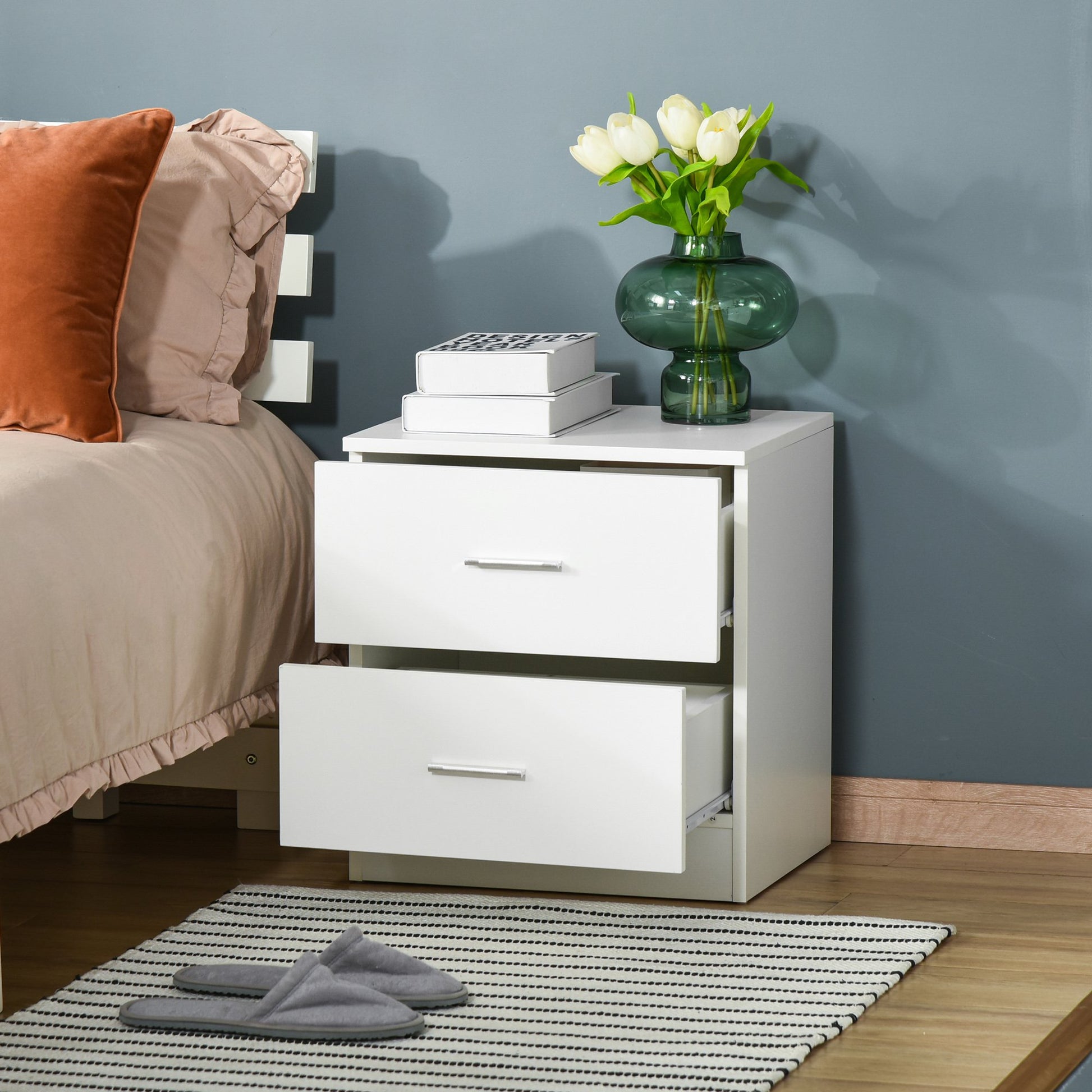 Homcom Bedside Table with 2 Drawers