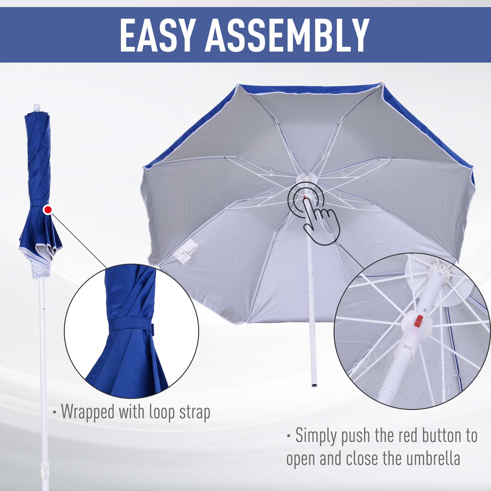 Outsunny 1.7m Beach Umbrella