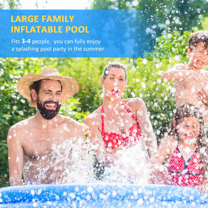 Outsunny Inflatable Swimming Pool Family-Sized Blow Up Pool Round Paddling Pool with Hand Pump for Kids