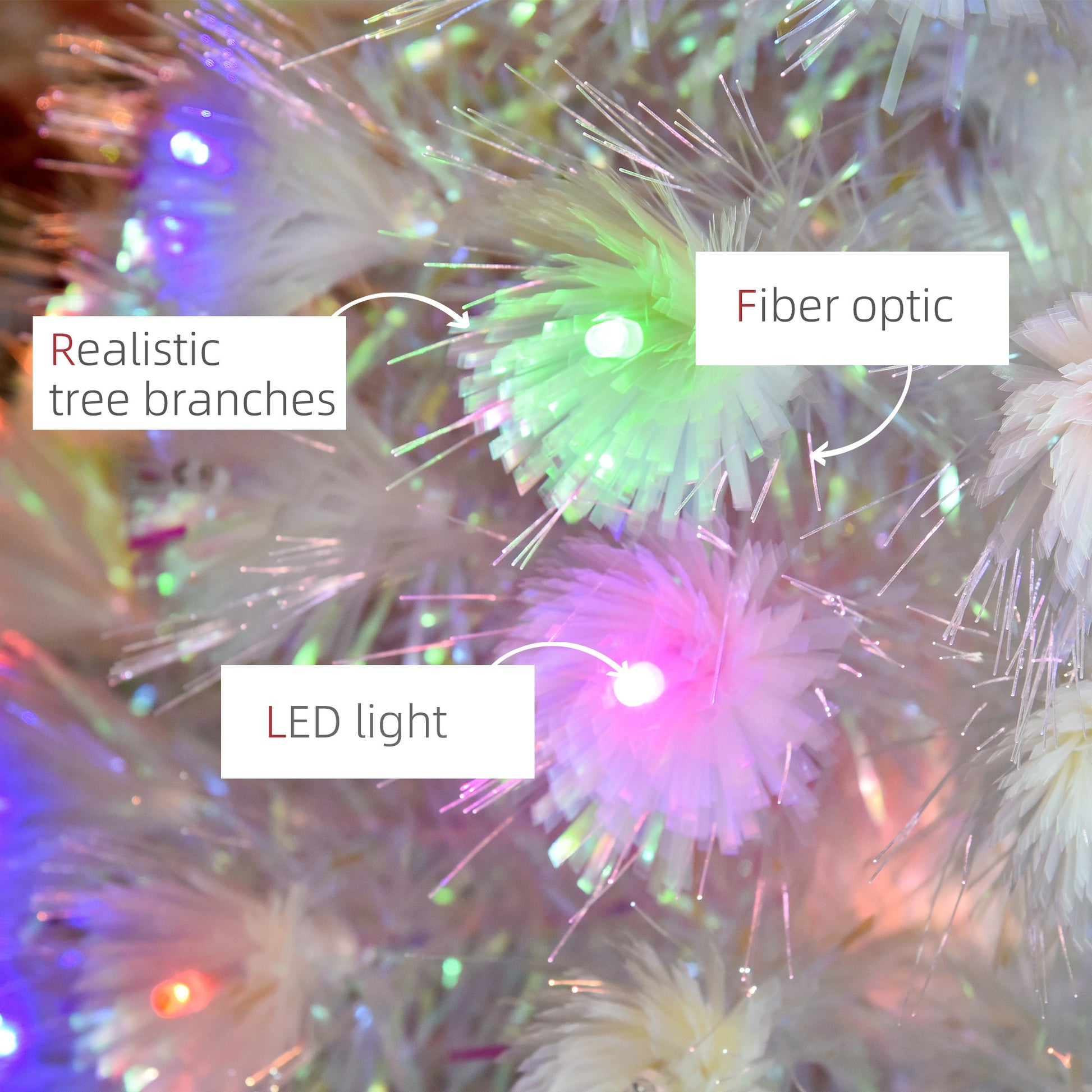 Homcom 4FT Prelit Artificial Christmas Tree with Fiber Optic LED Light