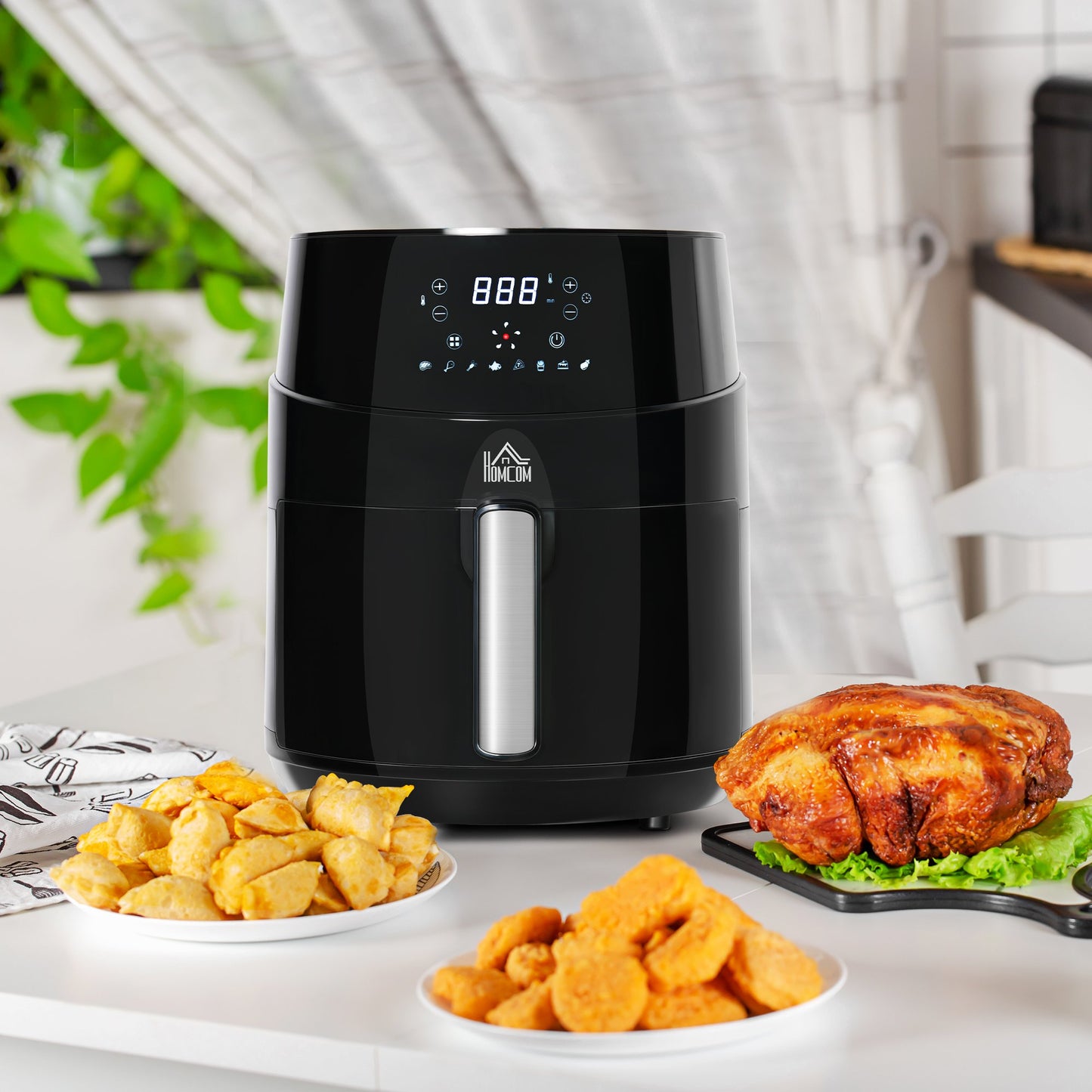 1500W 4.5L Air Fryer 8 Presets With Digital Display Black & Steel by Homcom