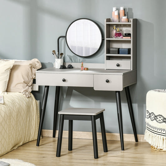 Homcom Dressing Table Set with Mirror and Stool