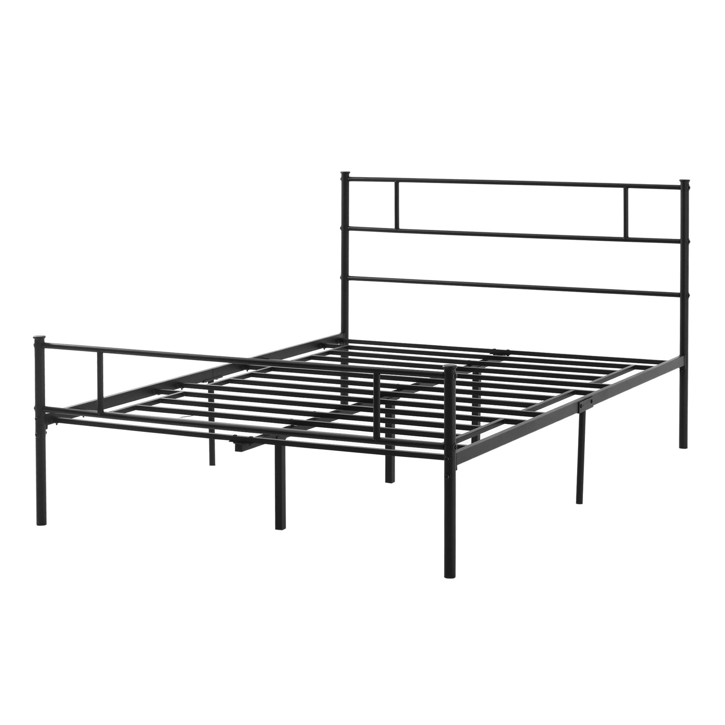 Homcom Double Metal Bed Frame Solid Bedstead Base with Headboard and Footboard