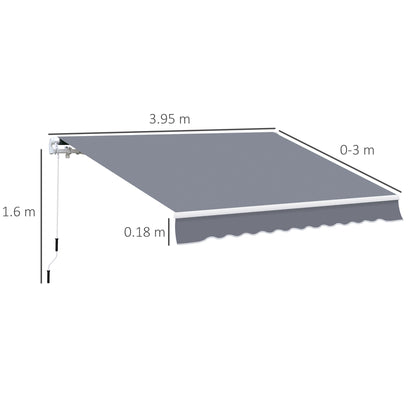 Outsunny Manual Retractable Awning Size (4M X3M)-Grey