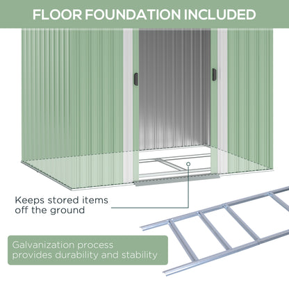 Galvanised 7 x4' Double Door Pent Garden Store Steel Light Green by Steadfast