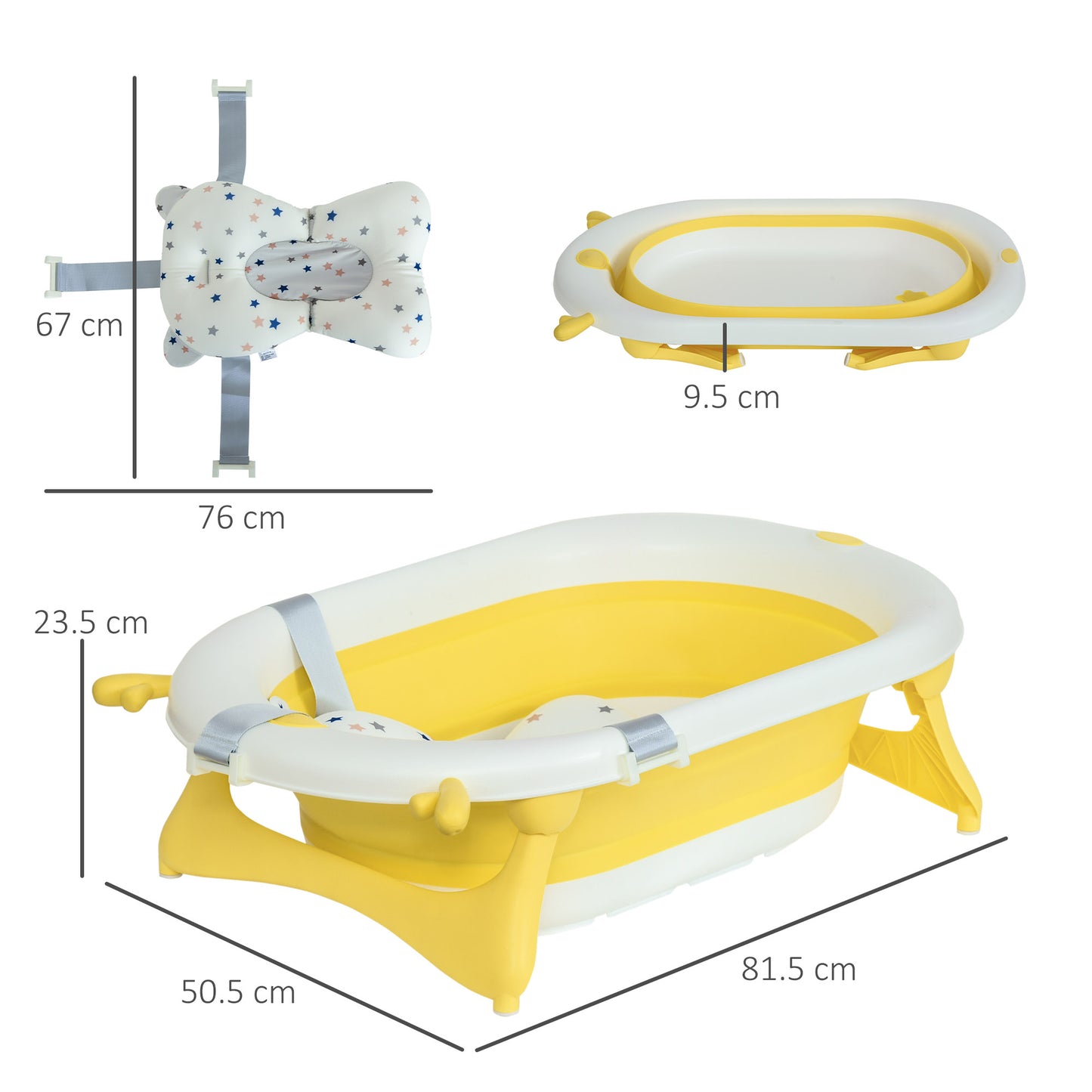 Homcom Foldable Portable Baby Bath Tub w/ Temperature-Induced Water Plug for 0-3 years