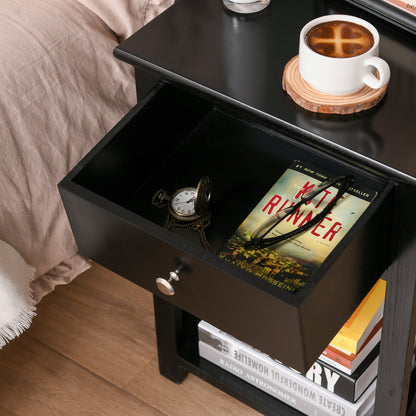 Homcom End Table?Sofa Side Table with Drawer X Bar Bottom Storage Shelf