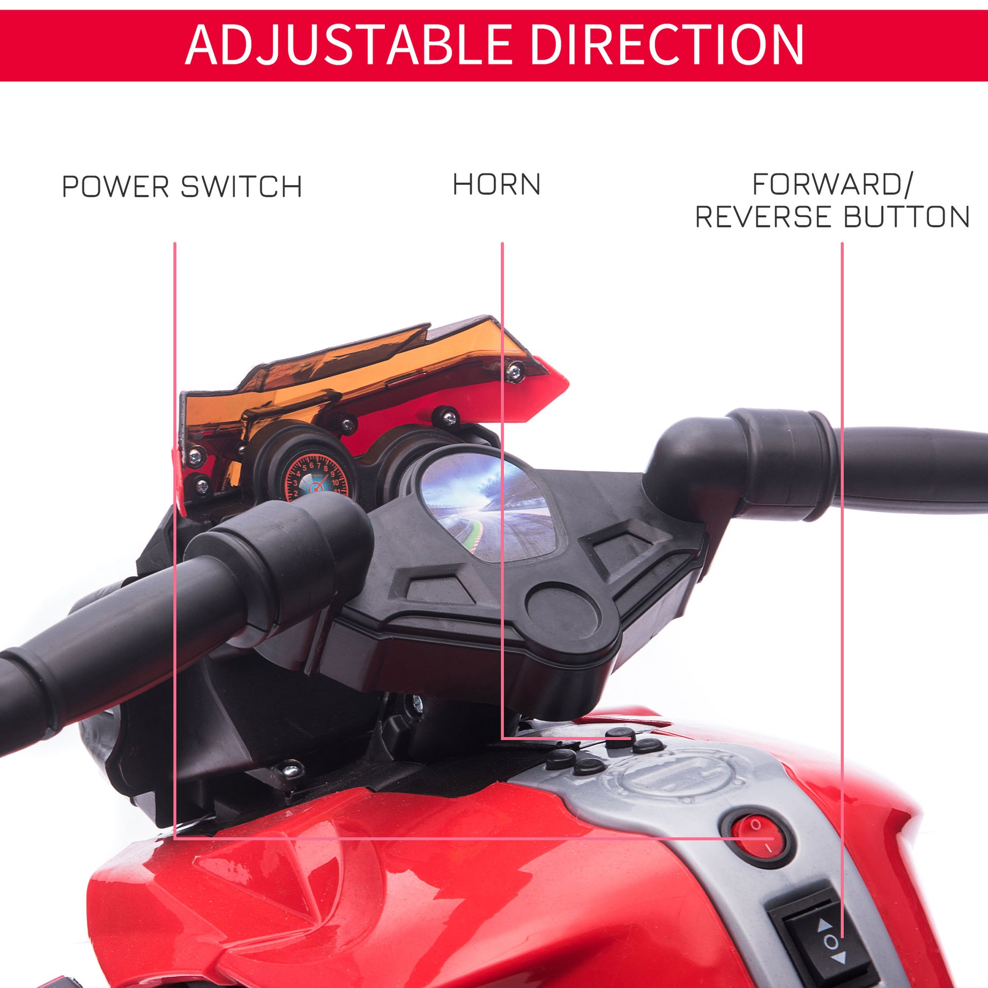 Homcom Kids 6V Electric Ride On Motorcycle Vehicle w/ Lights Horn Realistic Sounds Outdoor Play Toy for 1.5-4 Years Old Red