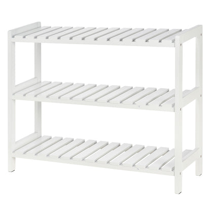 Homcom Medium-density fibreboard 3-Tier Slatted Shoe Rack White