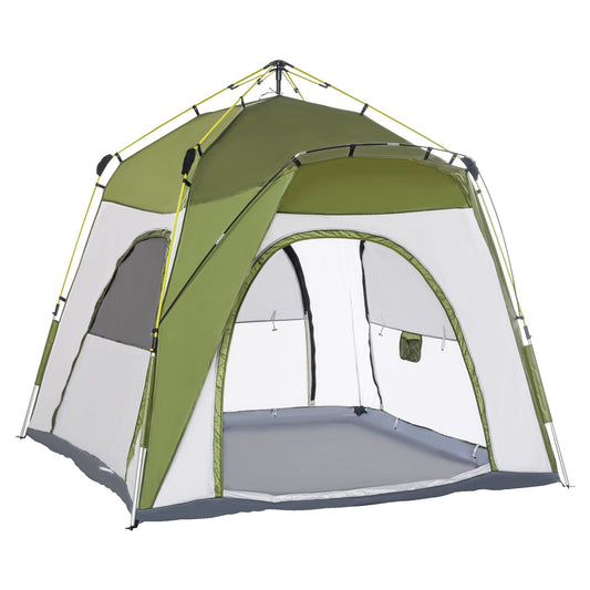 4 Person Automatic Camping Tent, Outdoor Pop Up Tent, Portable Backpacking Dome Shelter, Green-0