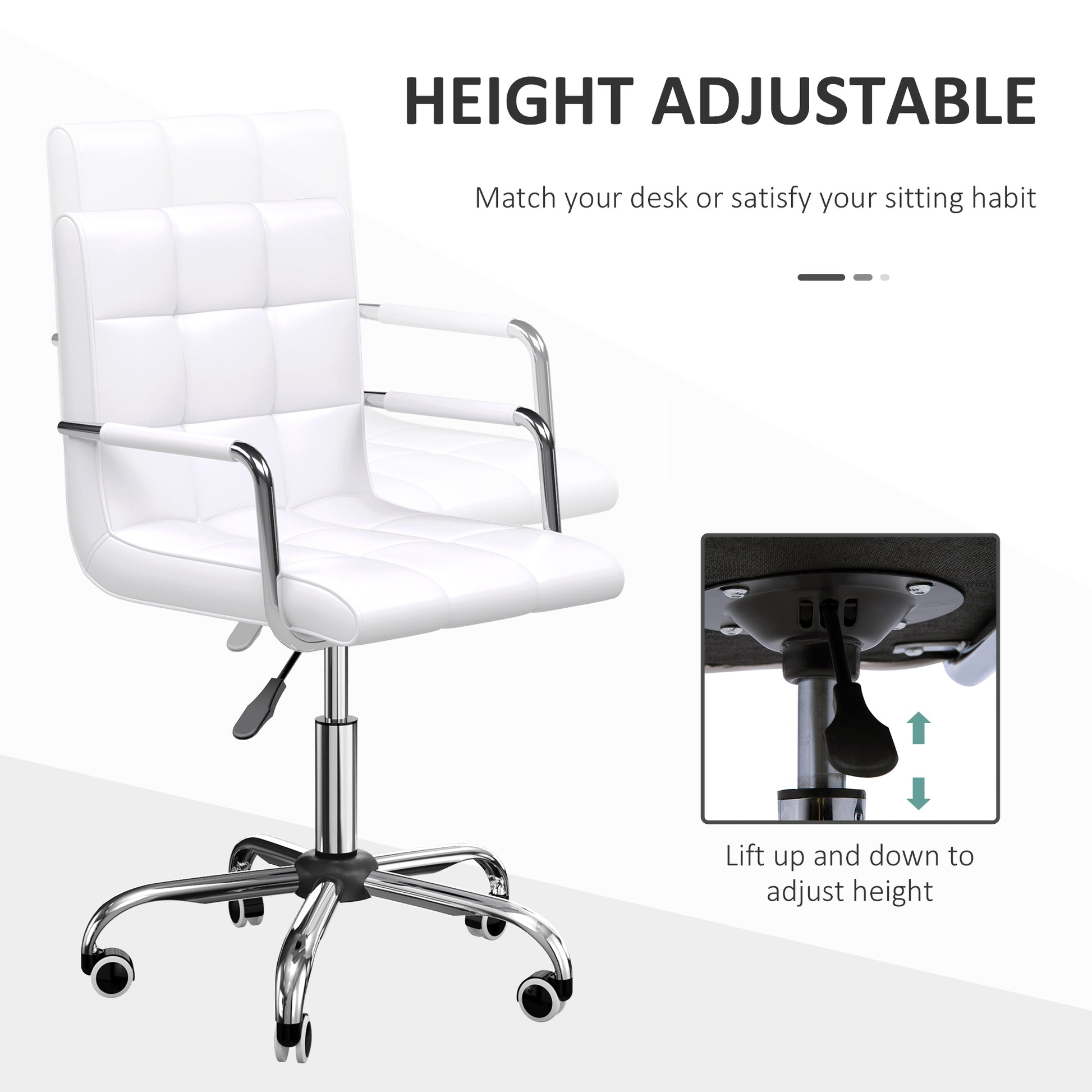 Vinsetto Mid Back PU Leather Home Office Desk Chair Swivel Computer Chair with Arm