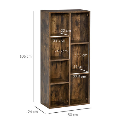 Homcom Seven-Compartment Bookcase - Wood-Effect