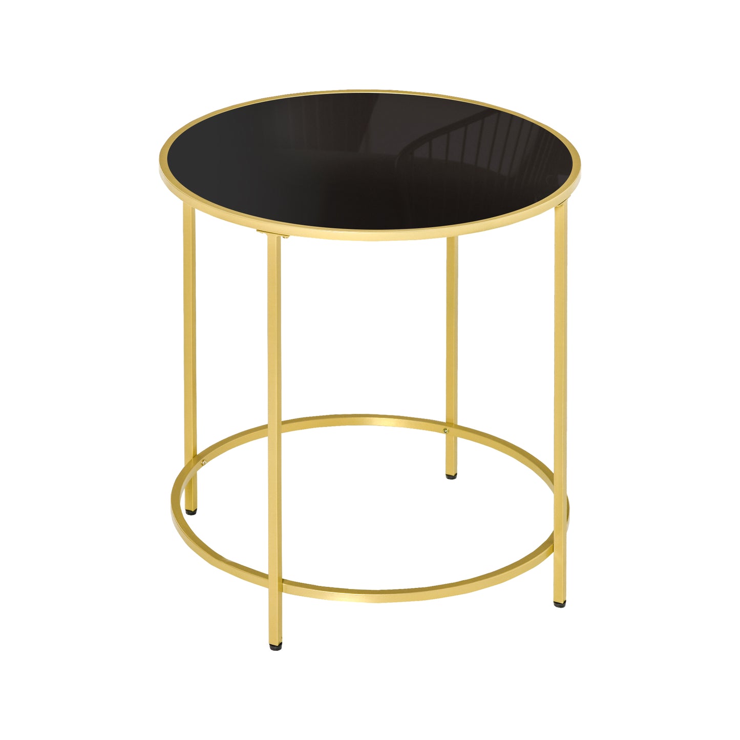 Homcom Round Side Table Morden Coffee Tables with Gold Metal Base