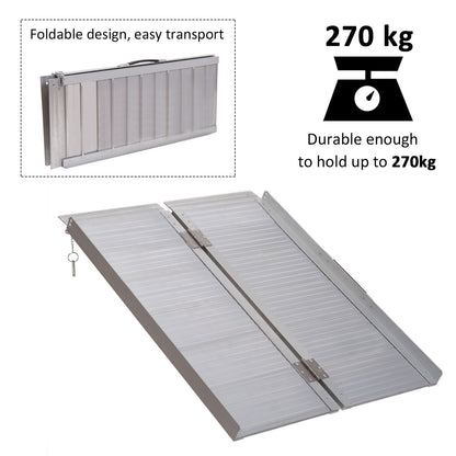 Homcom Folding Aluminum Ramp Wheelchairs/Scooters/Pet Mobility Ramp W/Handle 38.5"