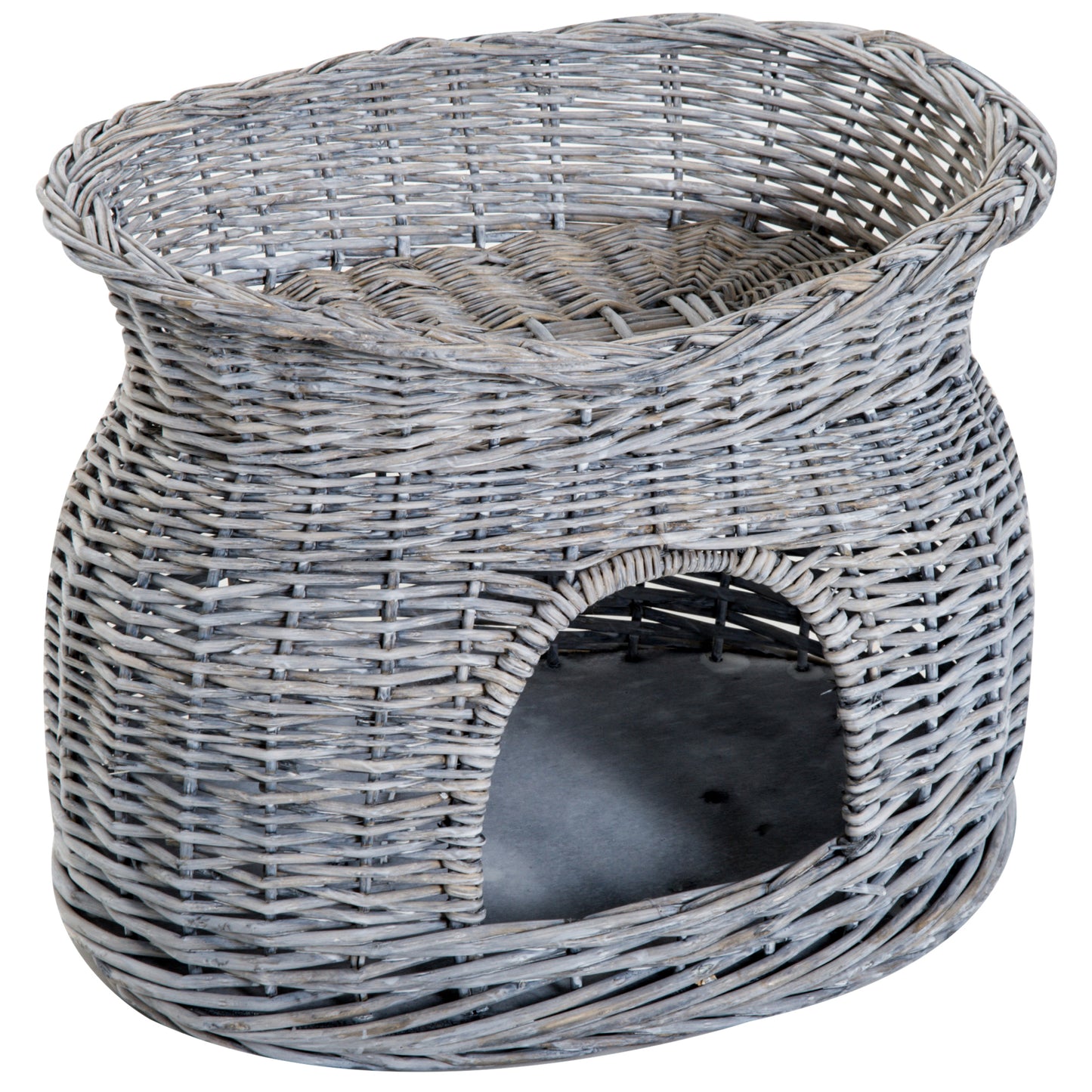 PawHut 2-Tier Elevated Cat Bed Basket W/Cushion-Grey