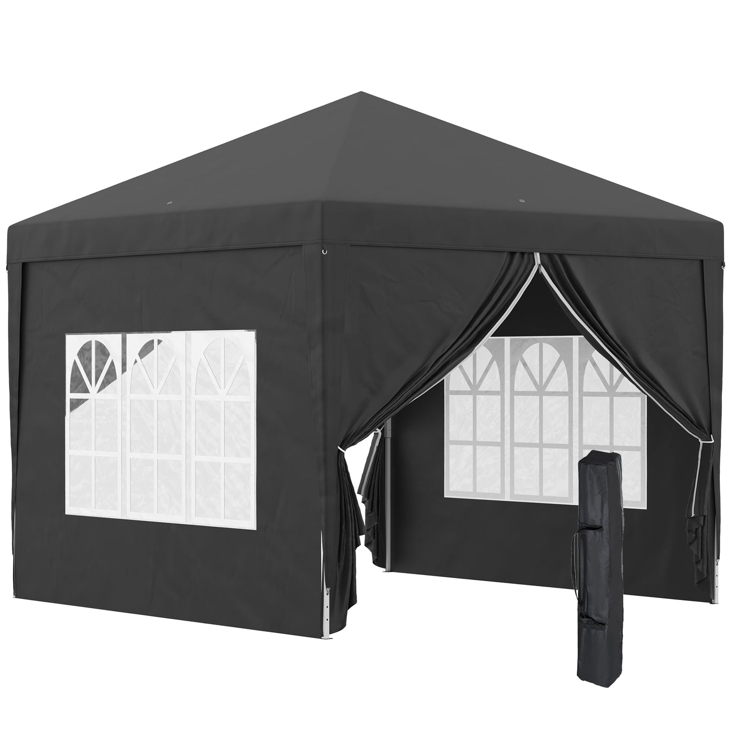 Outsunny 3 x 3 Meters Pop Up Water Resistant Gazebo Wedding Camping Party Tent Canopy Marquee with Carry Bag and 2 Windows