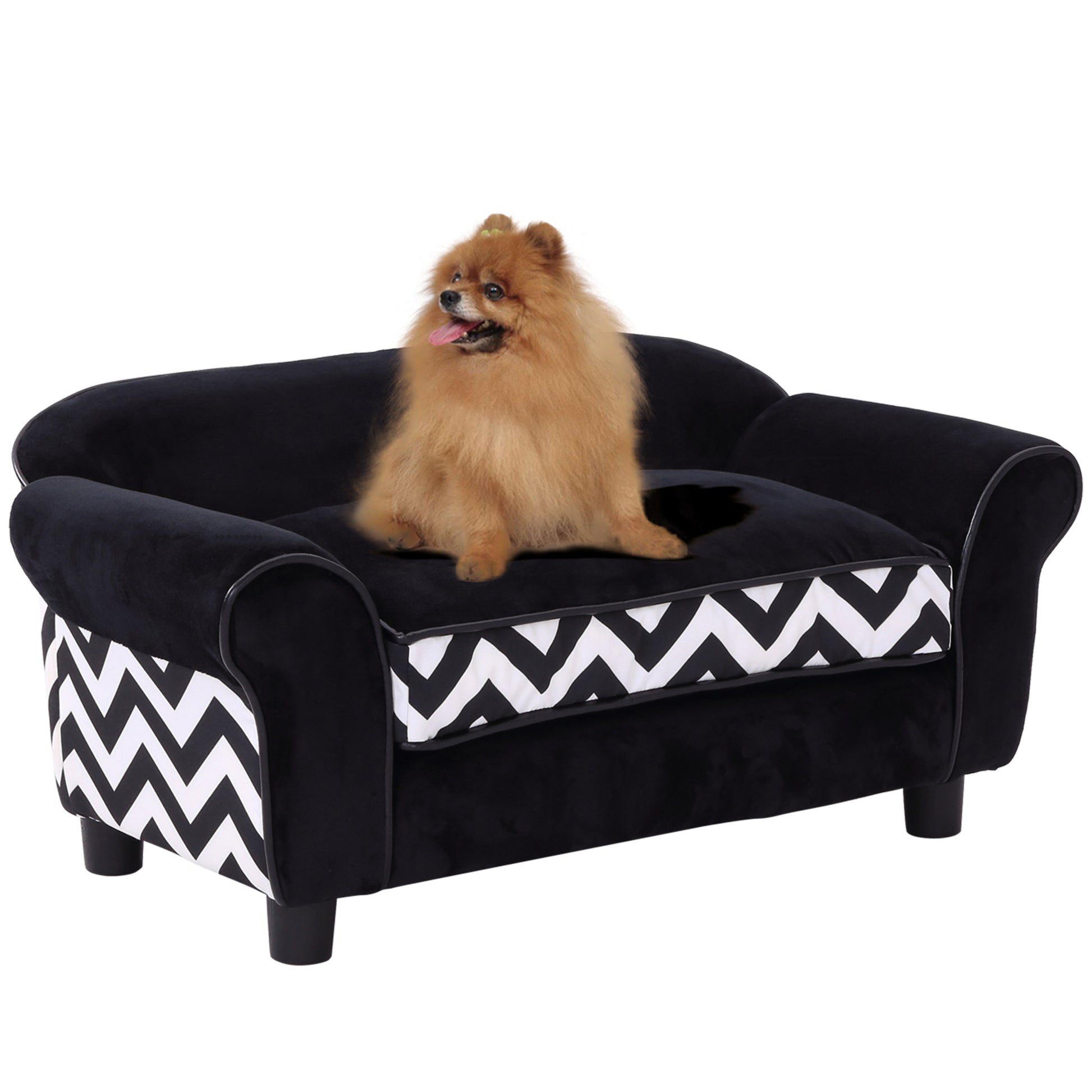 PawHut Velvet-Feel Small Dog Pet Bed - Black