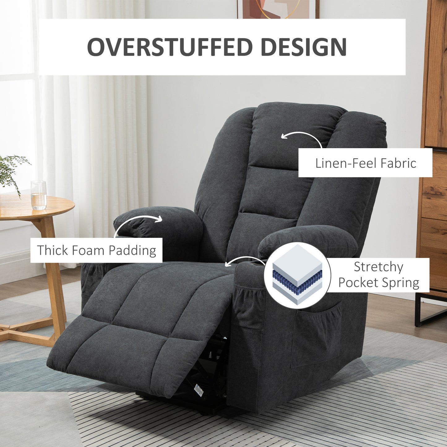 Homcom Oversized Riser and Recliner Chairs for the Elderly