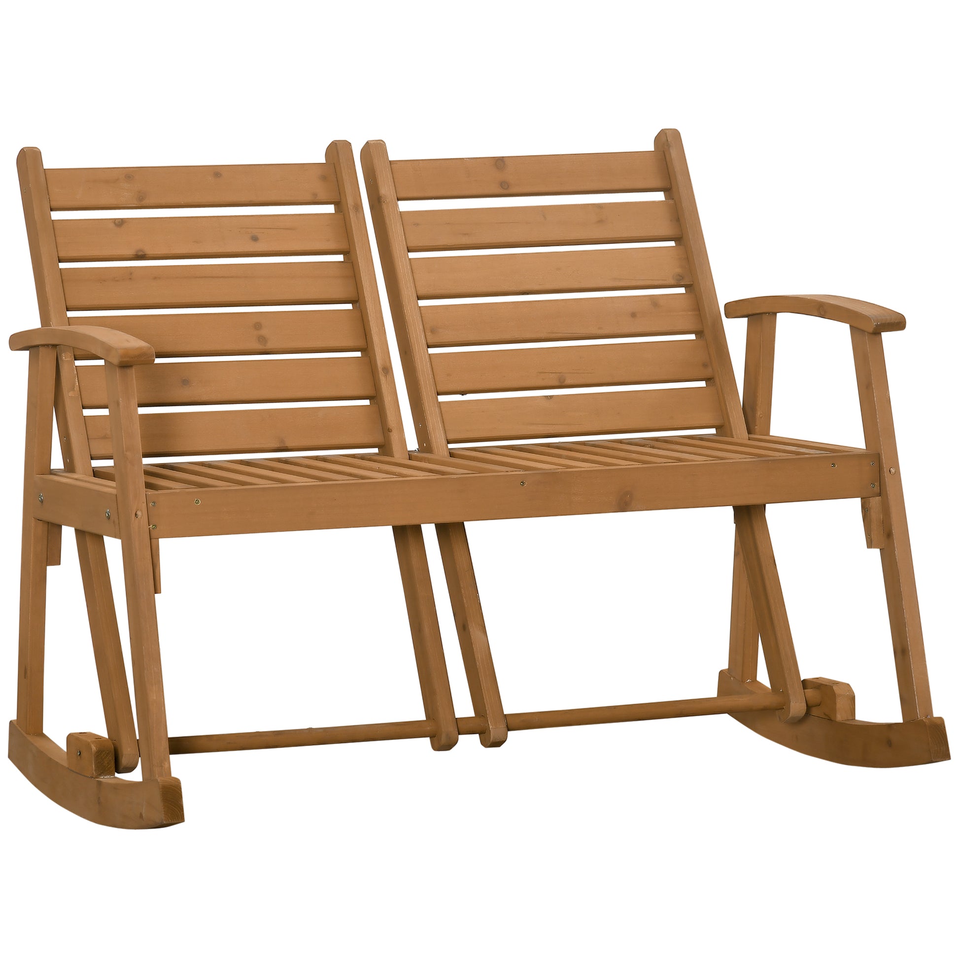 Outsunny Wooden Garden Rocking Bench with Adjustable Backrests