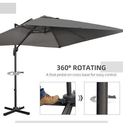 Outsunny 2.7m Square Overhanging Cantilever Umbrella