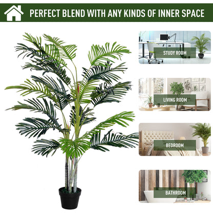 Outsunny 150cm(5ft) Artificial Palm Tree Decorative Indoor Faux Green Plant w/Leaves Home Décor Tropical Potted Home Office