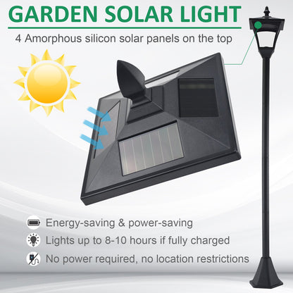 Outsunny Outdoor Garden Solar Post Lamp Sensor Dimmable LED Lantern Bollard Pathway 1.6M Tall  Black