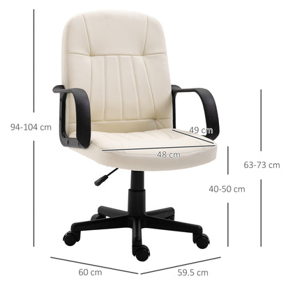 Homcom PU Leather Swivel Home Office Chair Cream